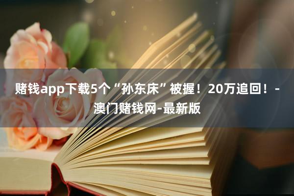 赌钱app下载5个“孙东床”被握！20万追回！-澳门赌钱网-